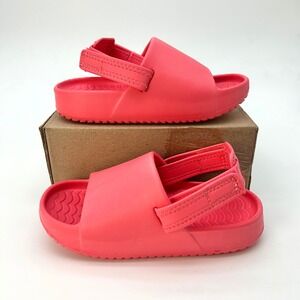 Little Girls Slide Sandals Size 11-12 Pink EVA Water Friendly Velcro Strap NEW